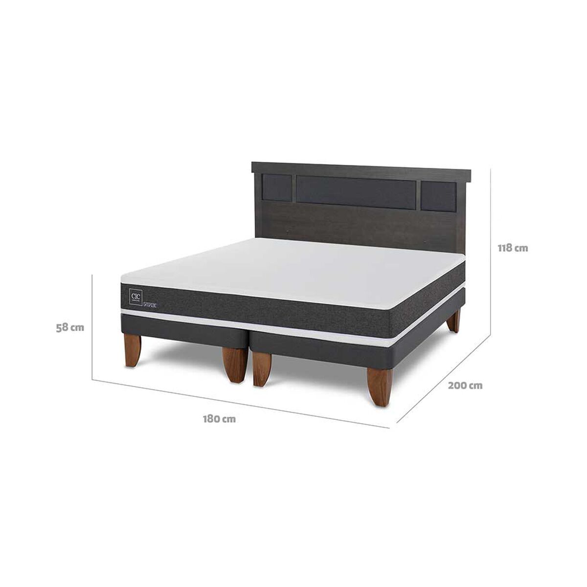 Cama Europea CIC Base Normal King Ortopedic + Respaldo Dublin
