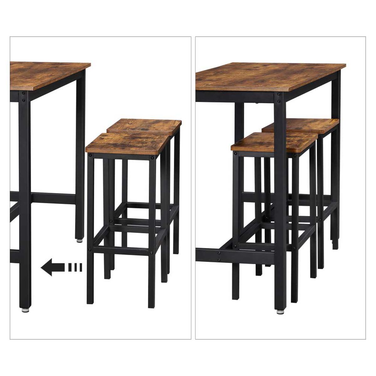 Mesa de Comedor Diario Fm Furniture Metalwood Colection Marrón Rústico