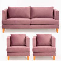 Juego de Living Barra Design Larisa Sofá 3 Cuerpos + Dos Sillones 1 Cuerpo Violeta