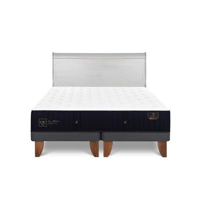 Cama Europea CIC Base Dividida 2 Plazas Premium + Respaldo Miro Alpino