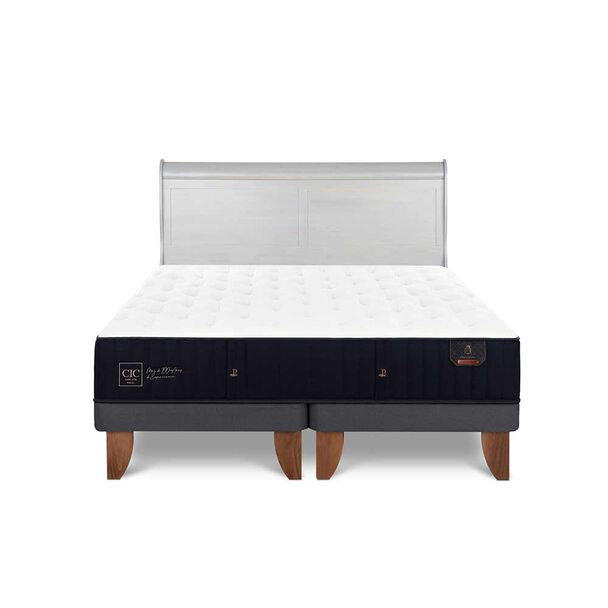 Cama Europea CIC Base Dividida 2 Plazas Premium + Respaldo Miro Alpino