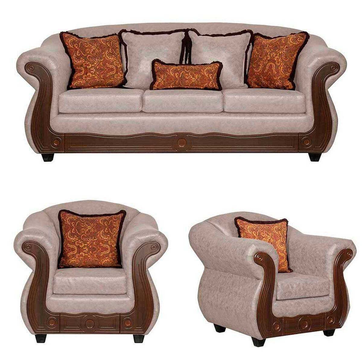 Juego de Living Black Factory Estambul 5 Cuerpos Crema