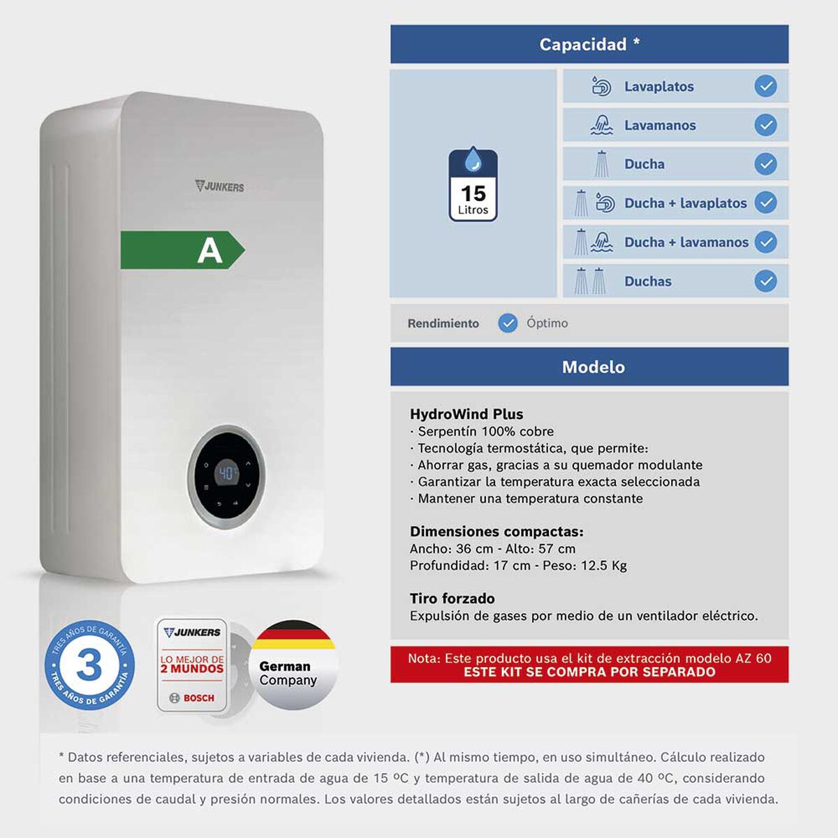 Calefont Gas Natural Junkers HydroCompact 15 lts.