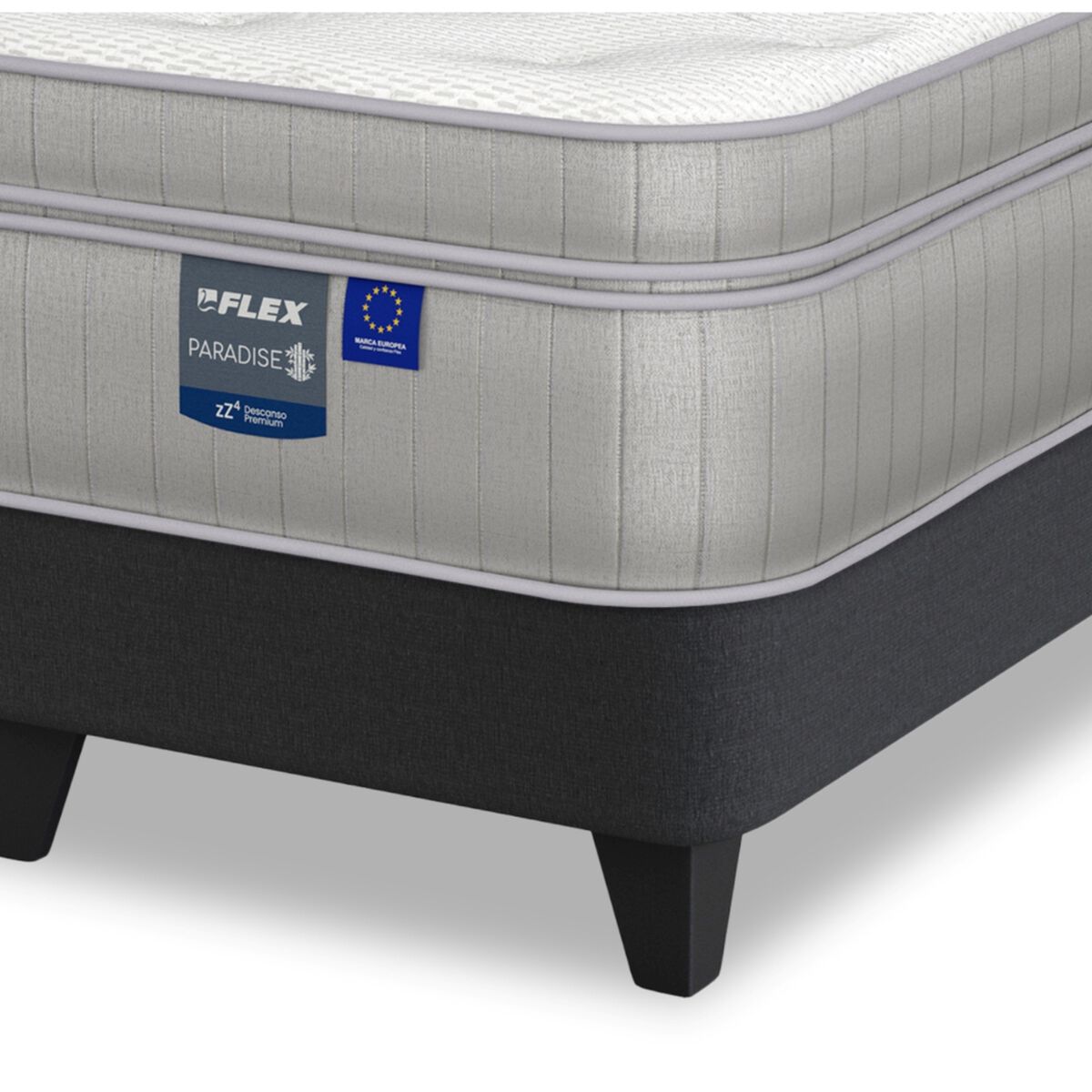Cama Europea Flex 2 Plazas Paradise + Respaldo Design Grafito