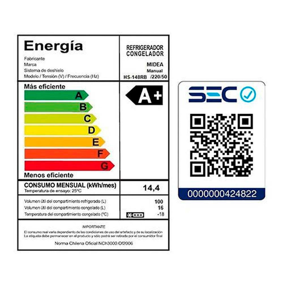Frigobar Maigas HS-148RB 116 lts.