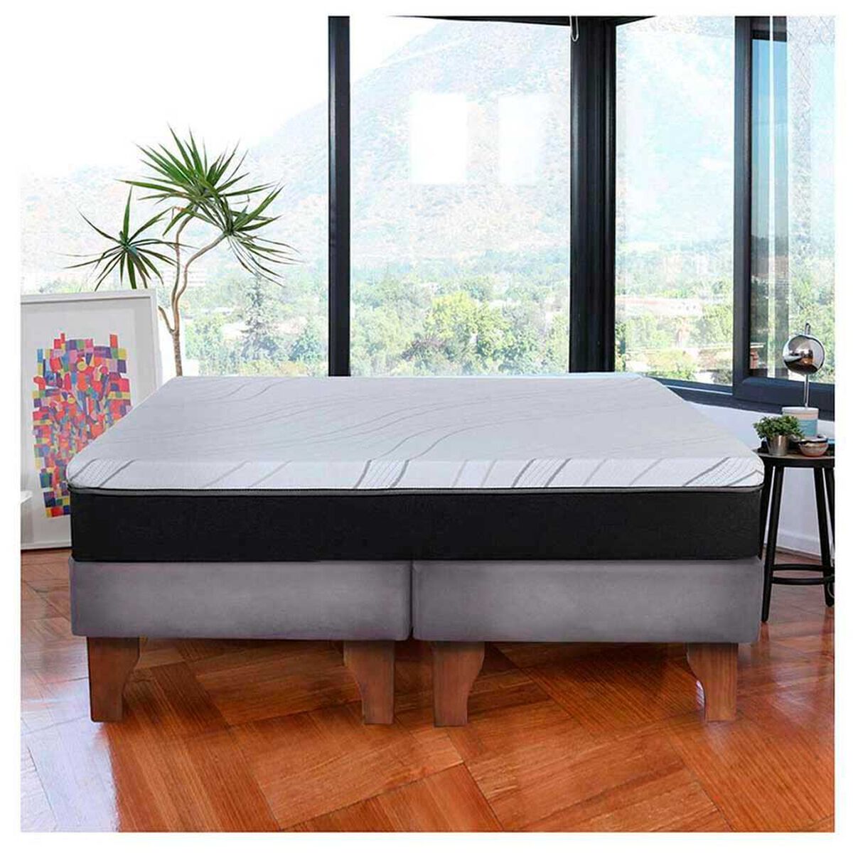 Cama Europea Latam Home 2 Plazas Zen Pro Gris