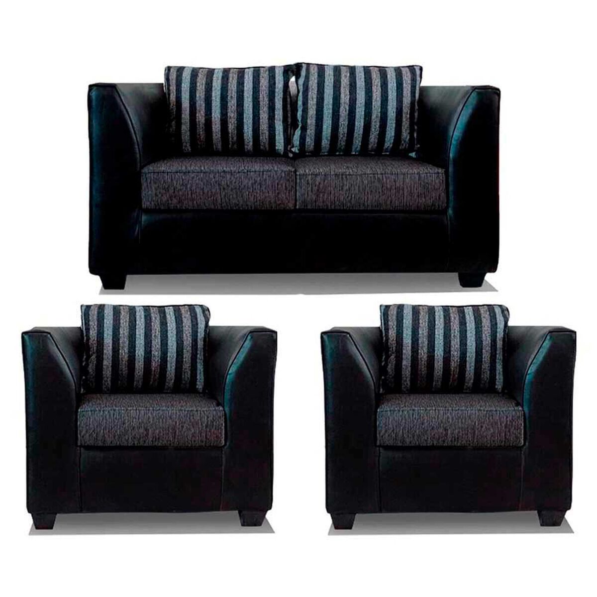Juego de Living Elegant Detail Valentino Sof&aacute; 2 Cuerpos + Dos Sillones 1 Cuerpo Gris Oscuro