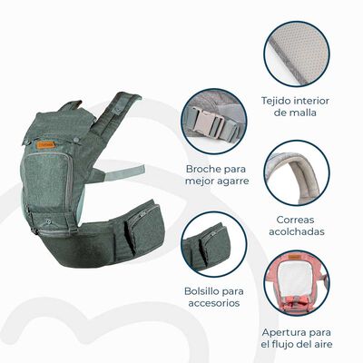 Imagen 2 del producto Porta Bebé con Arnés y Asiento Cuidados Cadera Hip Seat Gris Bebesit