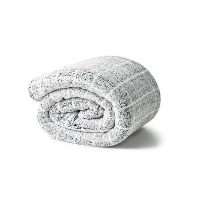 Frazada American Family Sherpa 2 Plazas Cuadros Gris