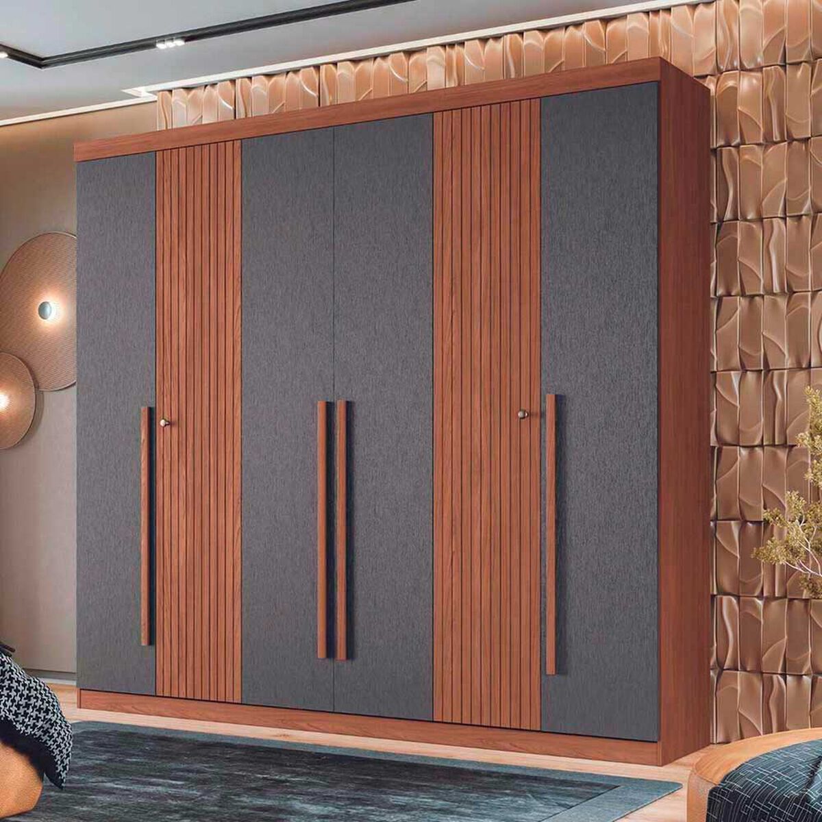 Cl&oacute;set Onessta Buriti 6 Puertas 4 Cajones Jatoba Grafito