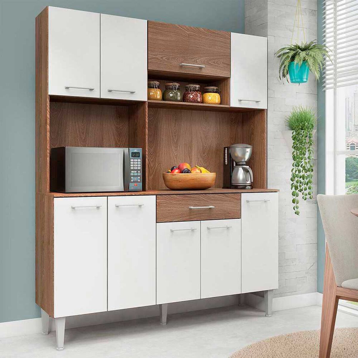 Mueble de Cocina Vekkahome Emi 1 Caj&oacute;n 9 Puertas Caf&eacute;
