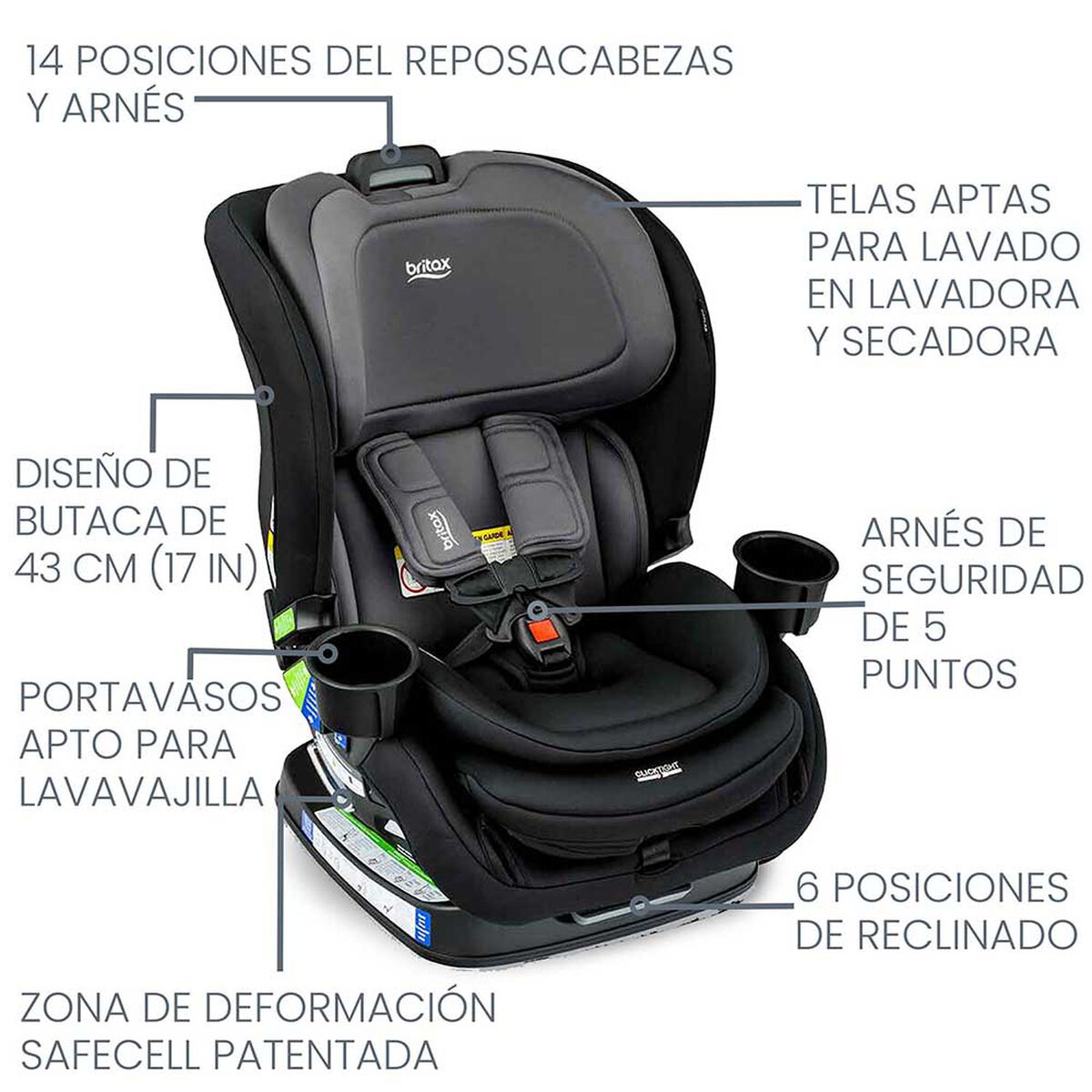 Silla de Auto Convertible Poplar Stone Onyx Britax