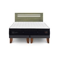 Cama Europea CIC Base Dividida 2 Plazas Súper Premium + Respaldo Munich Olivo