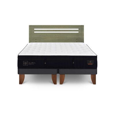Cama Europea CIC Base Dividida 2 Plazas Súper Premium + Respaldo Munich Olivo