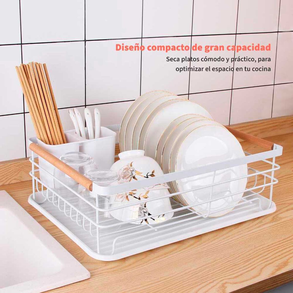 Secaplatos Escurridor Simplit 1 Nivel Acero Inoxidable Blanco