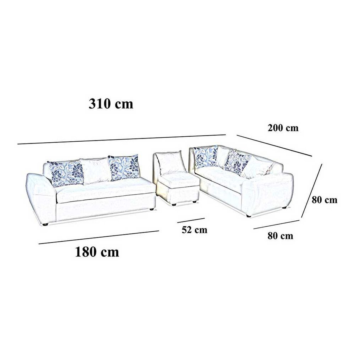 Sofá Seccional Modular Elegant Detail Houston 7 Cuerpos Negro Azul