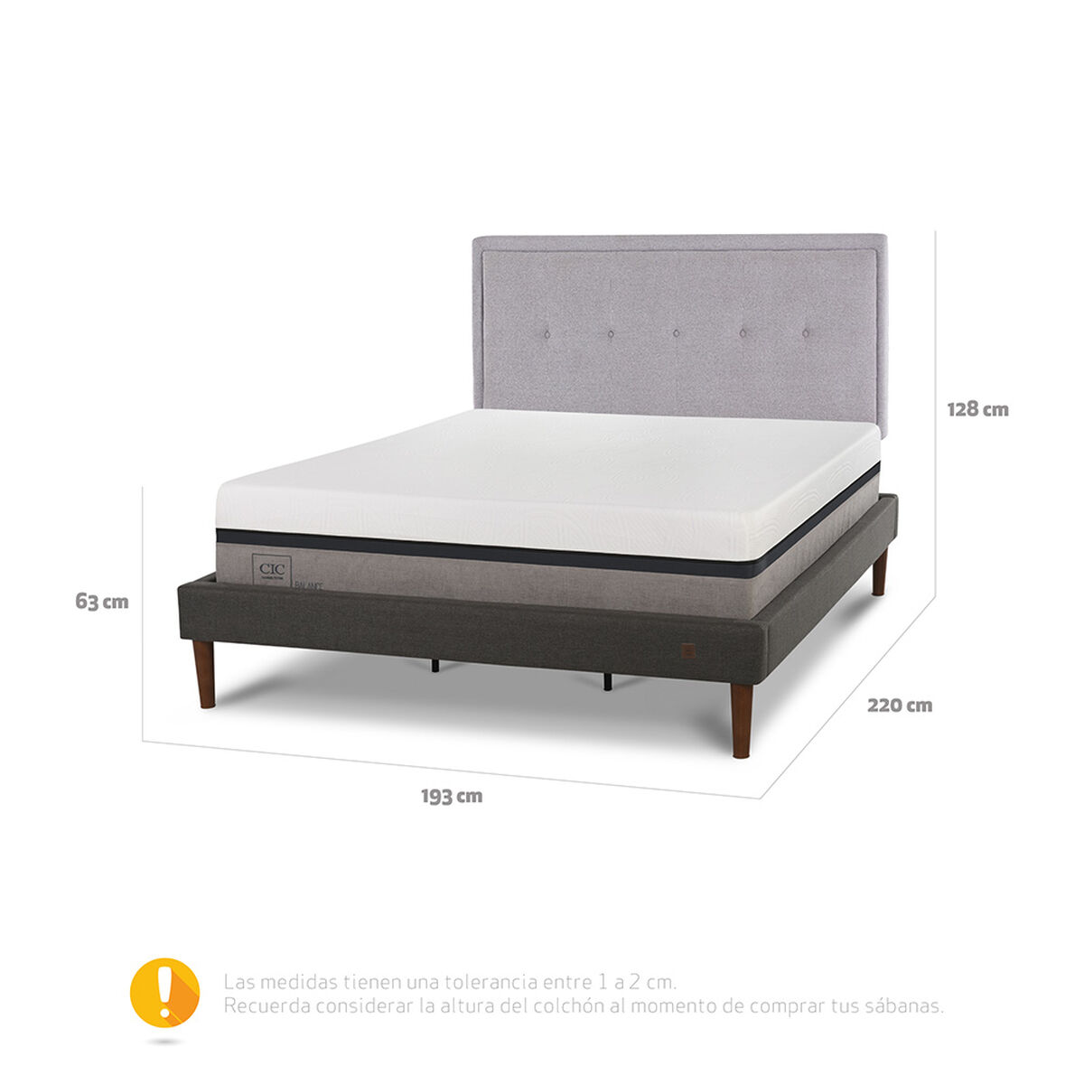 Cama Europea CIC Curve King Balance + Respaldo Ganges