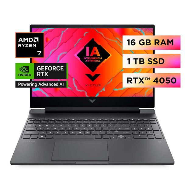 Notebook Gamer HP Victus 15-fb2019la AMD Ryzen 7 16GB RAM 1TB SSD 15,6"" NVIDIA RTX4050