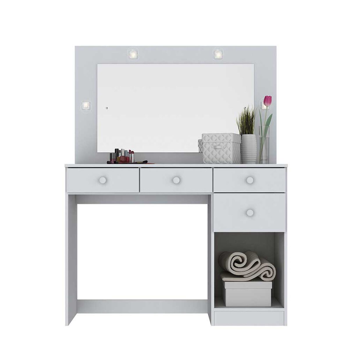 Tocador Home Mobili Cado 4 Cajones 1 Puerta Blanco