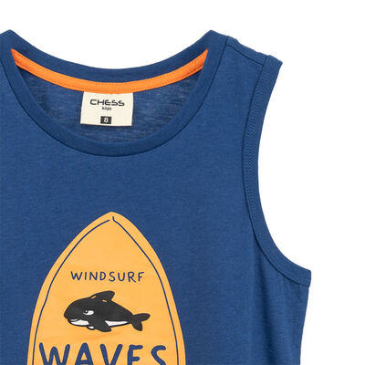 Imagen 2 del producto Polera sin Mangas Niño Chess Azul, Calipso