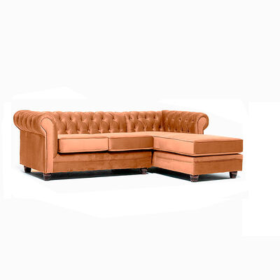 Sofá Seccional Barra Design Chesterfield Derecho 3 Cuerpos Canela