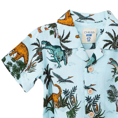 Imagen 2 del producto Camisa Manga Corta Estampada de Algodón Chess Baby Light Blue