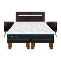 Cama Europea CIC Green Infinity 2 Plazas + 1 Respaldo + 2 Veladores Munich