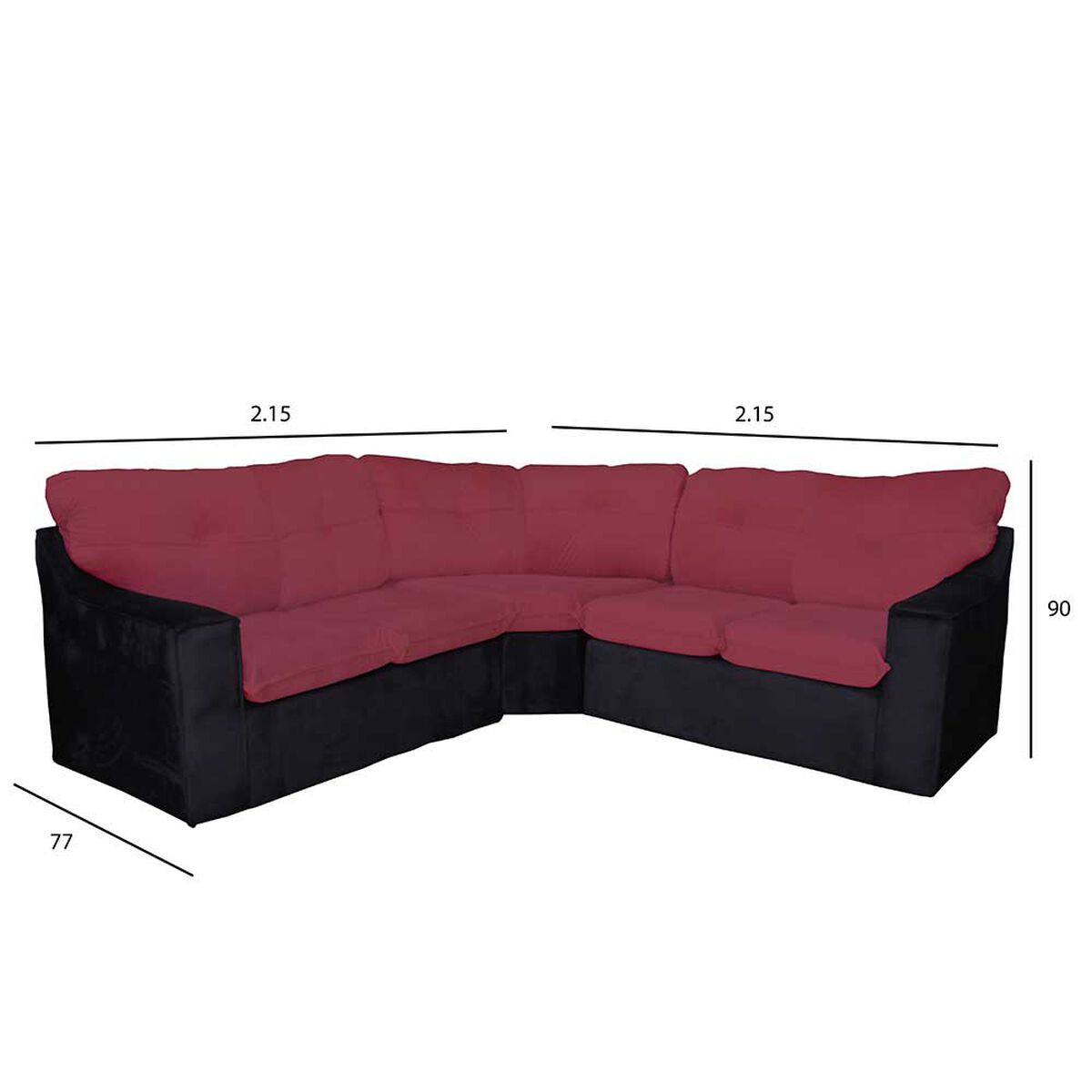 Sof&aacute; Secccional Muebles MYM Evelin 4 Cuerpos Burdeo Negro