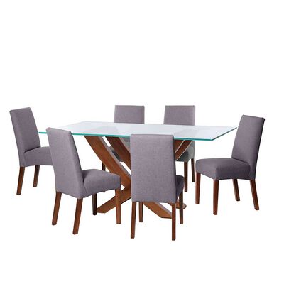JUEGO DE COMEDOR LATAM HOME ALICANTE 6 SILLAS GRIS OSCURO