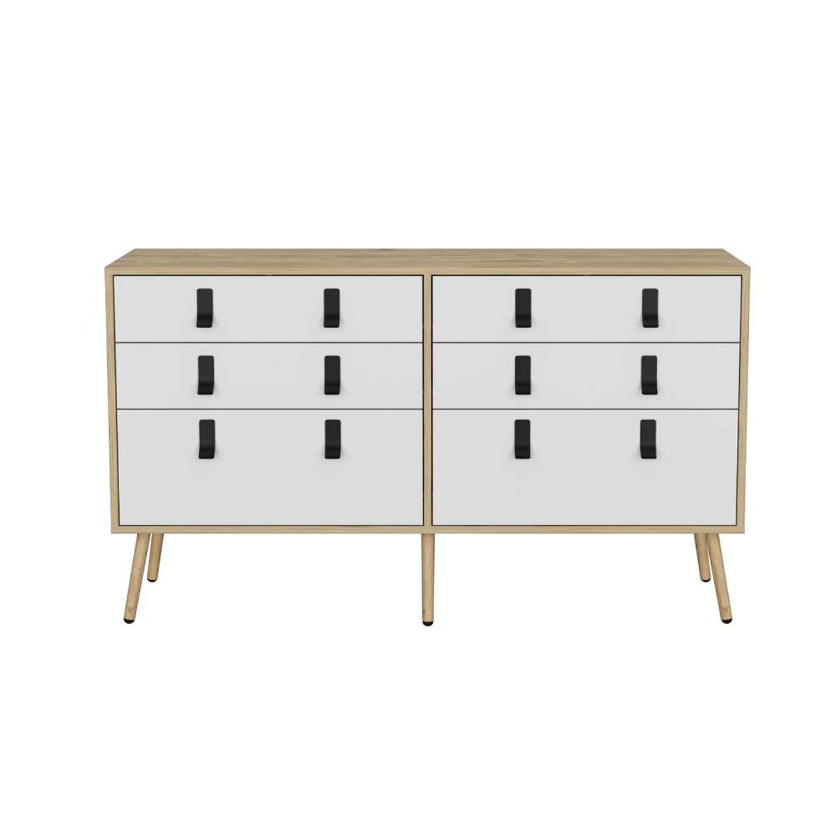 Cómoda Doble TuHome Huna 6 Cajones Macadamia Blanco