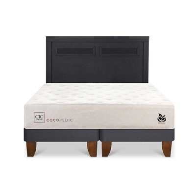Cama Europea CIC Base Dividida King Cocopedic + Respaldo Milan Negro