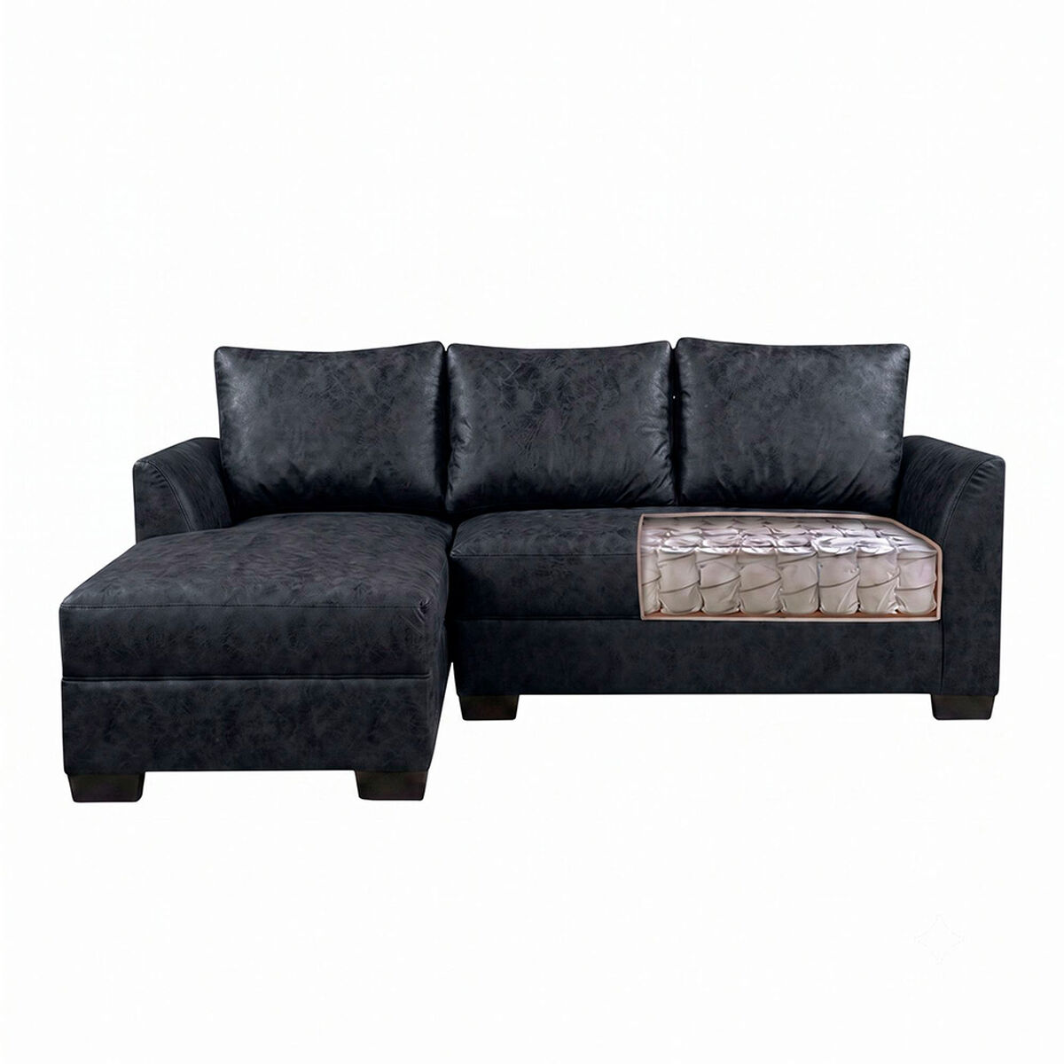 Seccional Izquierdo Muebles MPR Denver 4 Cuerpos Negro