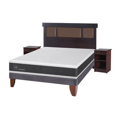 Imagen 2 del producto Cama Europea CIC 2 Plazas Ortopedic + Respaldo + 2 Veladores Dublin Chocolate
