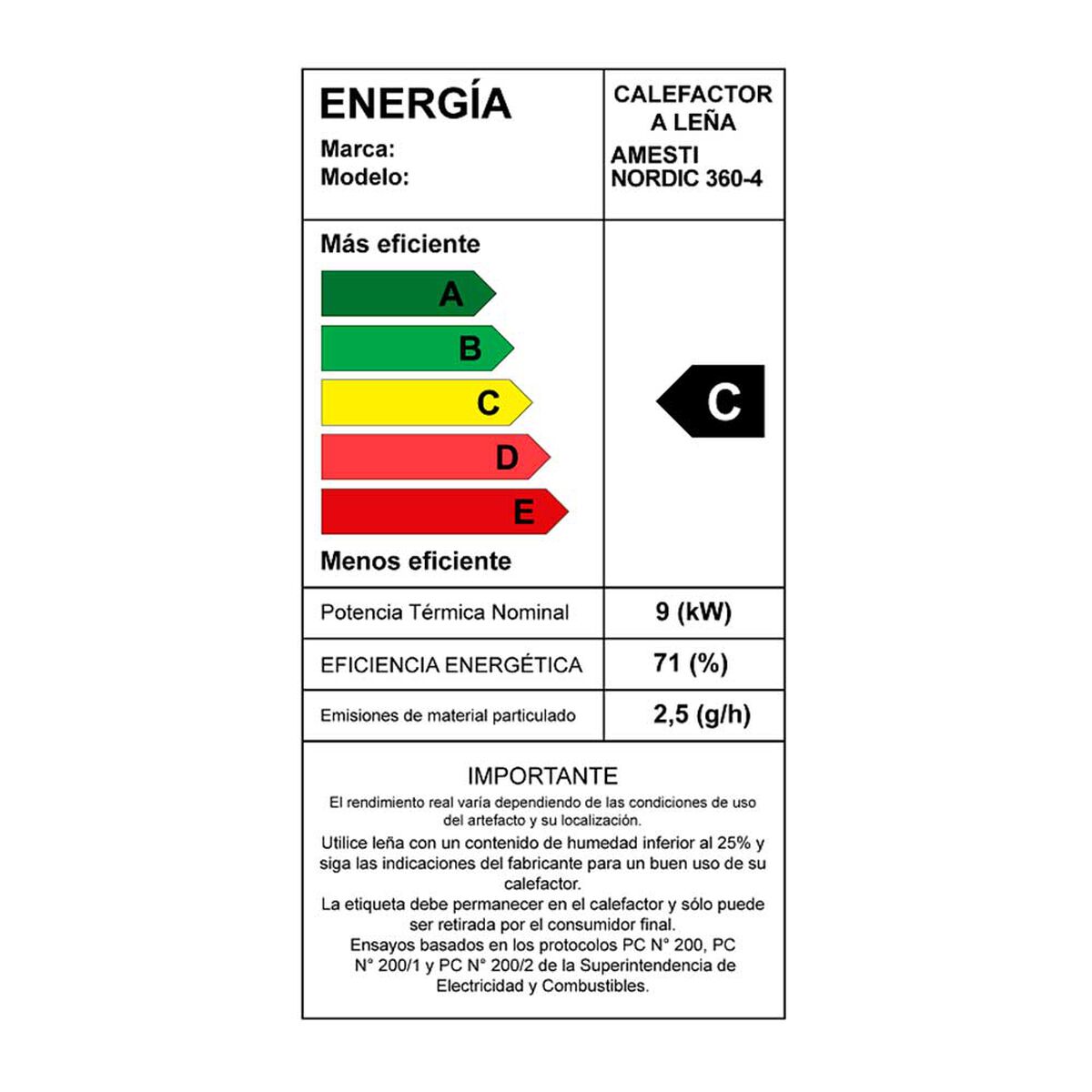Combustión a Leña Amesti Nordic 360