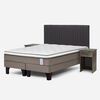 Cama Europea Rosen 2 Plazas New Style 6 + Respaldo + 2 Veladores Grafito