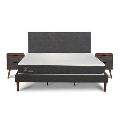 Cama Europea CIC King New Ortopedic + Respaldo Eufrates + 2 Veladores