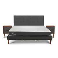 Cama Europea CIC King New Ortopedic + Respaldo Eufrates + 2 Veladores
