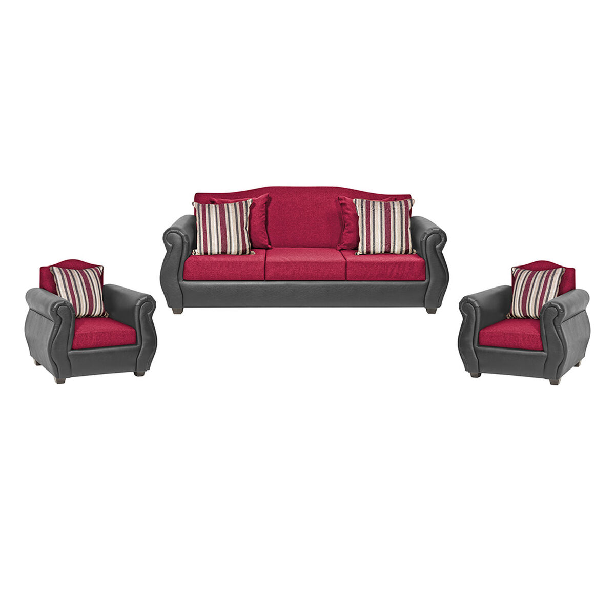 Juego de Living Innovamuebles Azucena Sofá 3 Cuerpos + Dos Sillones 1 Cuerpo Burdeo 