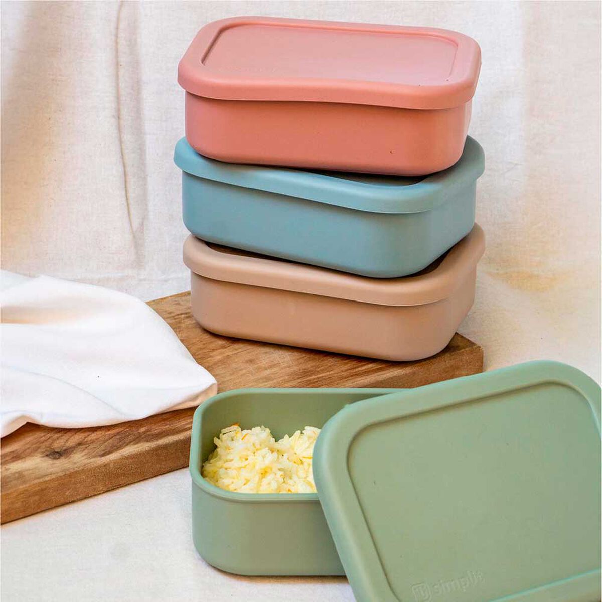 Contenedor Herm&eacute;tico Simplit Bento Box 600ml Beige