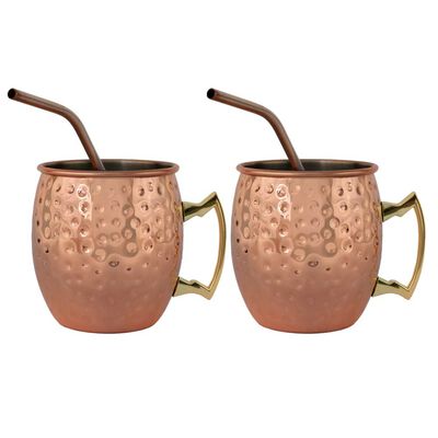 Imagen 1 del producto Set 2 Vasos Moscow Mule Mug Simplit Cobre + Bombillas 550 ml