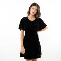 Vestido Corto Terciopelo Plush Mujer Zibel Negro