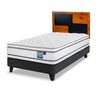 Cama Europea Flex 1.5 Plazas Majesty + Respaldo Colonia