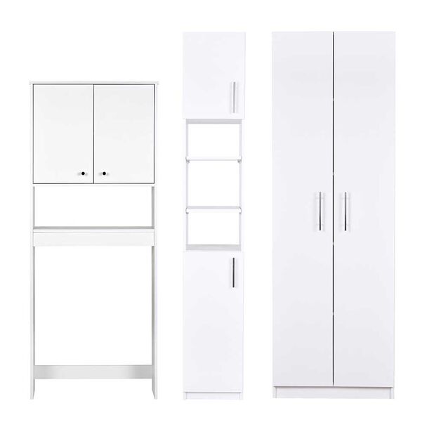 Combo Estante 2 Puertas + Despensero 2 Puertas + Estante Organizador de Baño 2 Puertas CIC Blanco