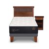 Cama Europea CIC 1,5 Plazas Premium + Respaldo + Velador Dublin Caramelo
