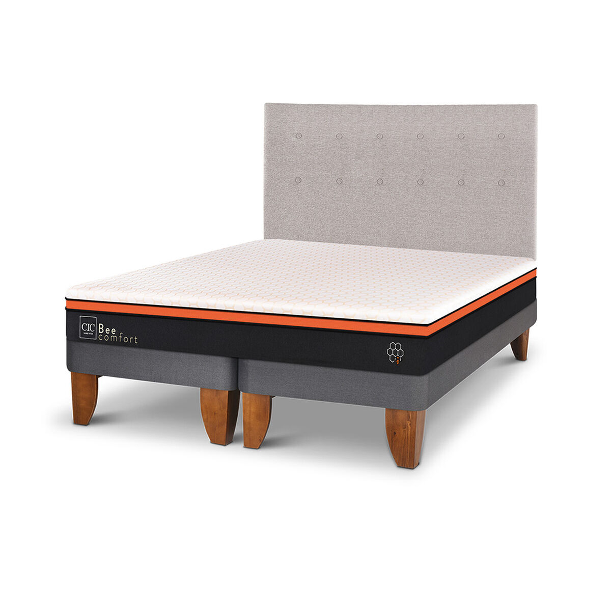 Cama Europea CIC Base Dividida 2 Plazas Bee Comfort + Respaldo