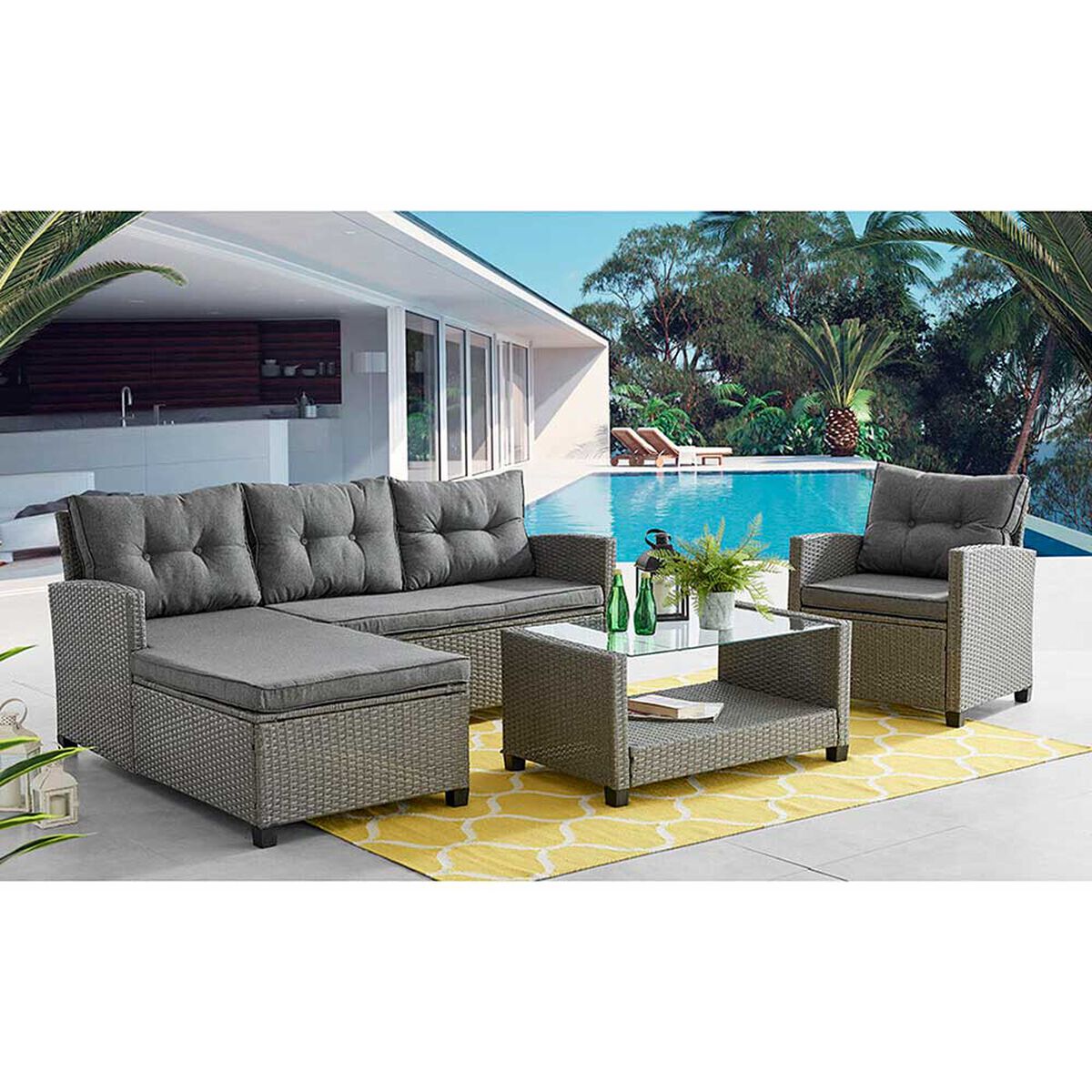 Juego de Living para Terraza Casanova Sofá Seccional 3 Cuerpos + Sillón 1 Cuerpo