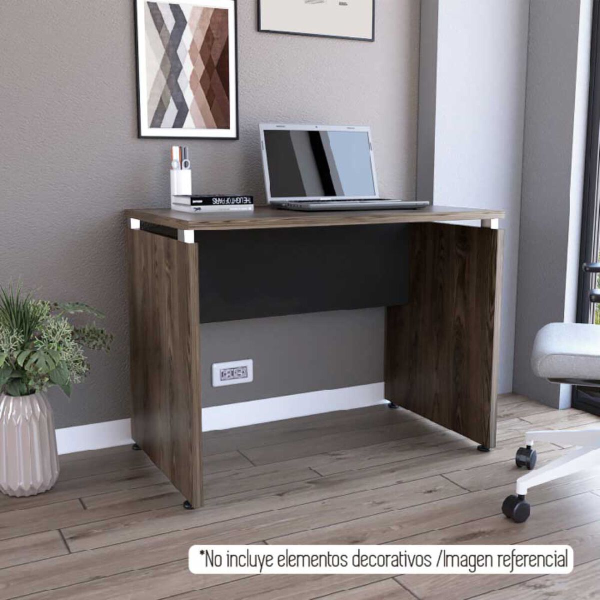 Escritorio Recto TuHome Home Office Negro Soft Coñac