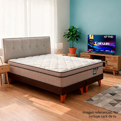 Combo Cama Europea Flex Base Dividida 2 Plazas Máximo Cobre + Smart TV LED 43" Caixun FHD