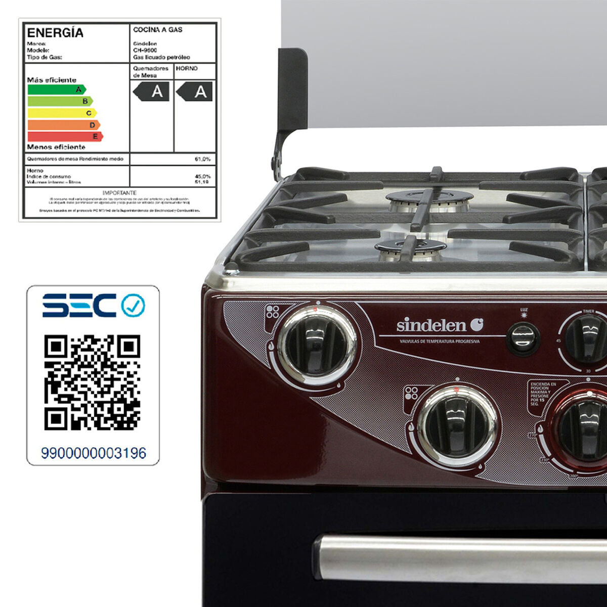 Cocina a gas Sindelen CH 9600RJ 68 lt