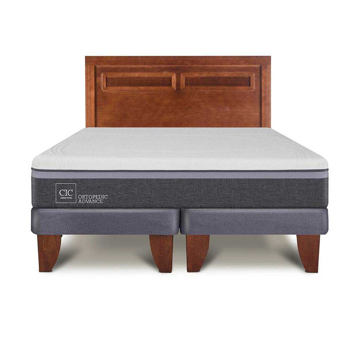 Cama Europea CIC Base Dividida King Ortopedic Advance + Respaldo Mil&aacute;n